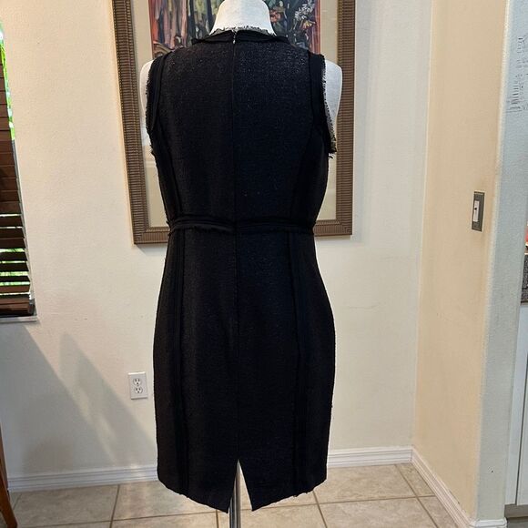 Michael Kors Black Tweed Fringe Shimmer Sleeveless Dress Size 6 - Picture 9 of 11